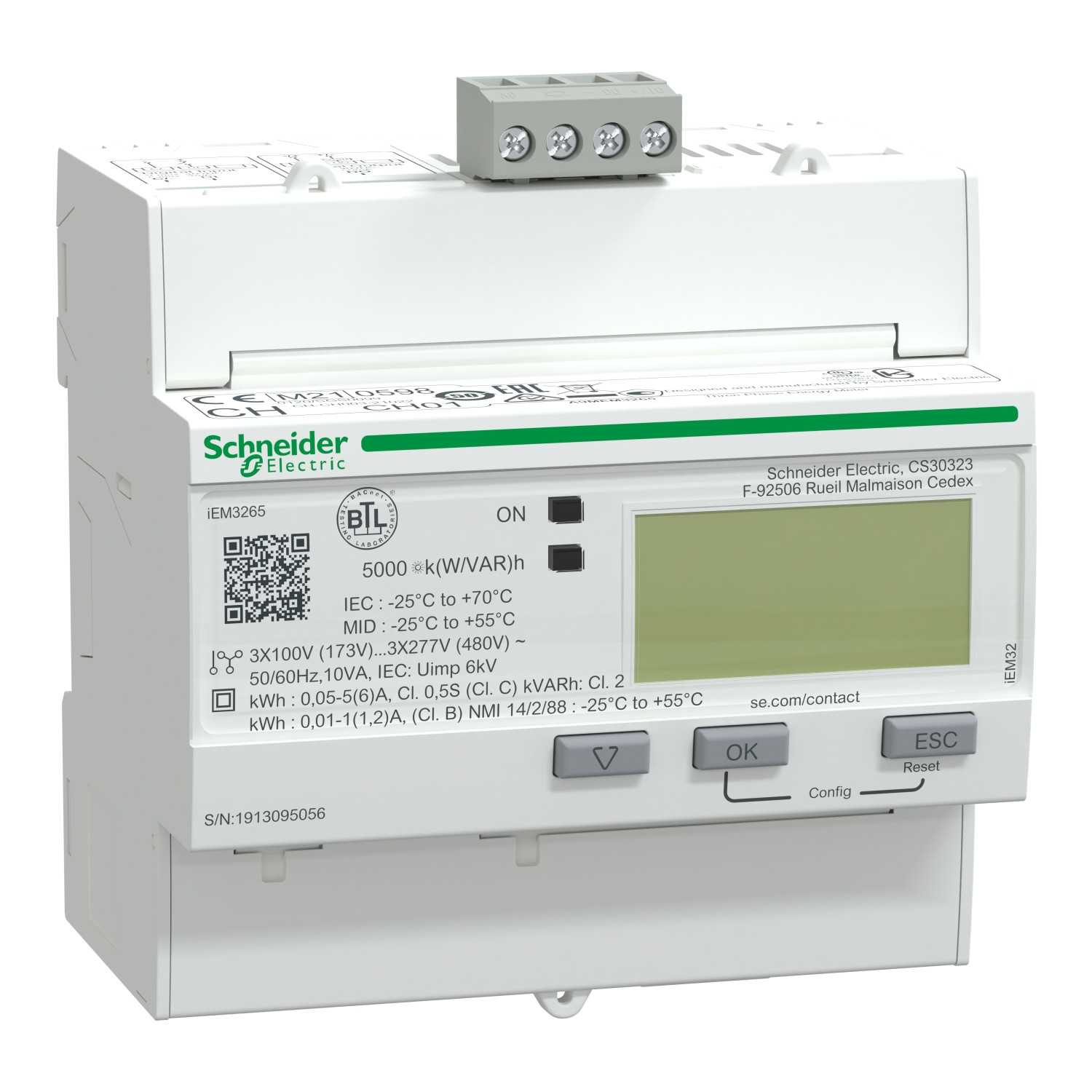 Acti9 iEM – compteur d’énergie tri – TI – multitarif – alarme kW – BACnet – MID