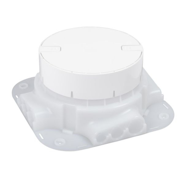 Boîte d’encastrement auto-ajustable pour installation boîtes de sol IP66 dans sol béton hauteur de chape 65mm minimum