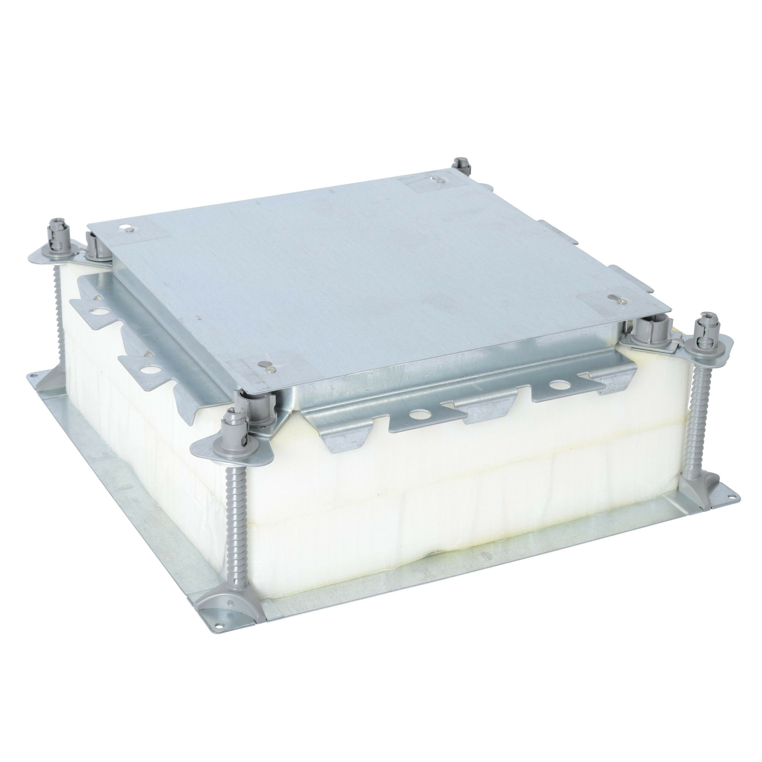 Boîte d’encastrement pour boîte de sol standard ou affleurante universelle réglable pour chape hauteur 55mm à 125mm