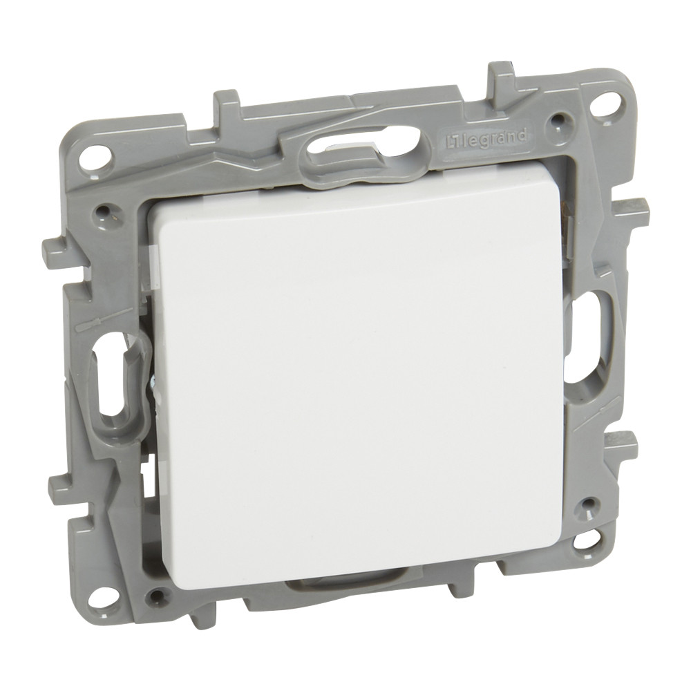 Bouton-poussoir Niloé – NO-NF – 2 postes – 6 A – 250 V~ – bornes automatiques – blanc