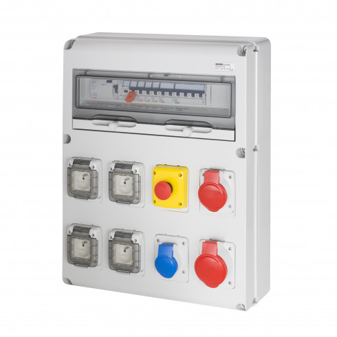 Coffret D’alimentation Provisoire Tri+Neutre – Q-DIN 14 – 4P 40A – 26 KVA – DIFF. GÉNÉRAL 30MA – IP44