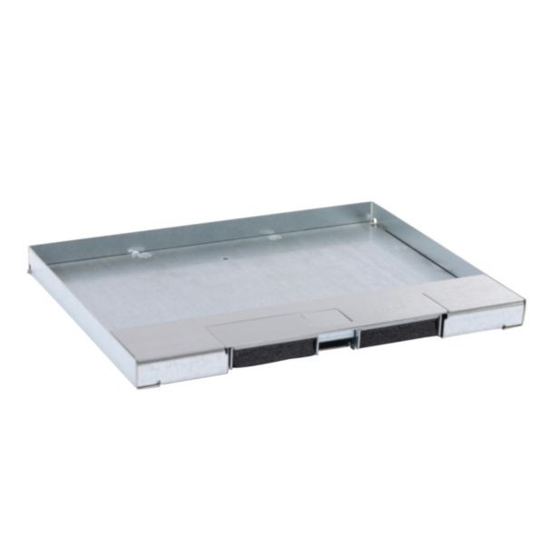 Couvercle métal revêtement inox pour boîte de sol version affleurante 12 modules ou 18 modules
