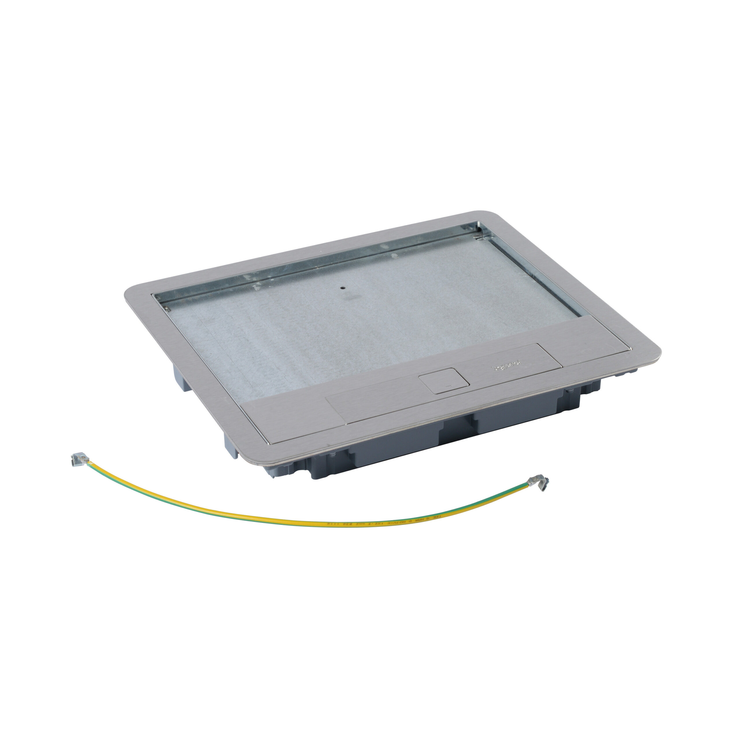 Couvercle métal revêtement inox pour boîte de sol version standard 12 modules ou 18 modules