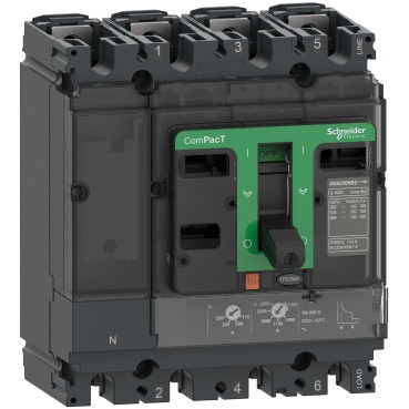 Disjoncteur, ComPacT NSX160F, 36kA/415VAC, 4 pôles 3D (neutre non protégé), unité de déclenchement TMD 125A