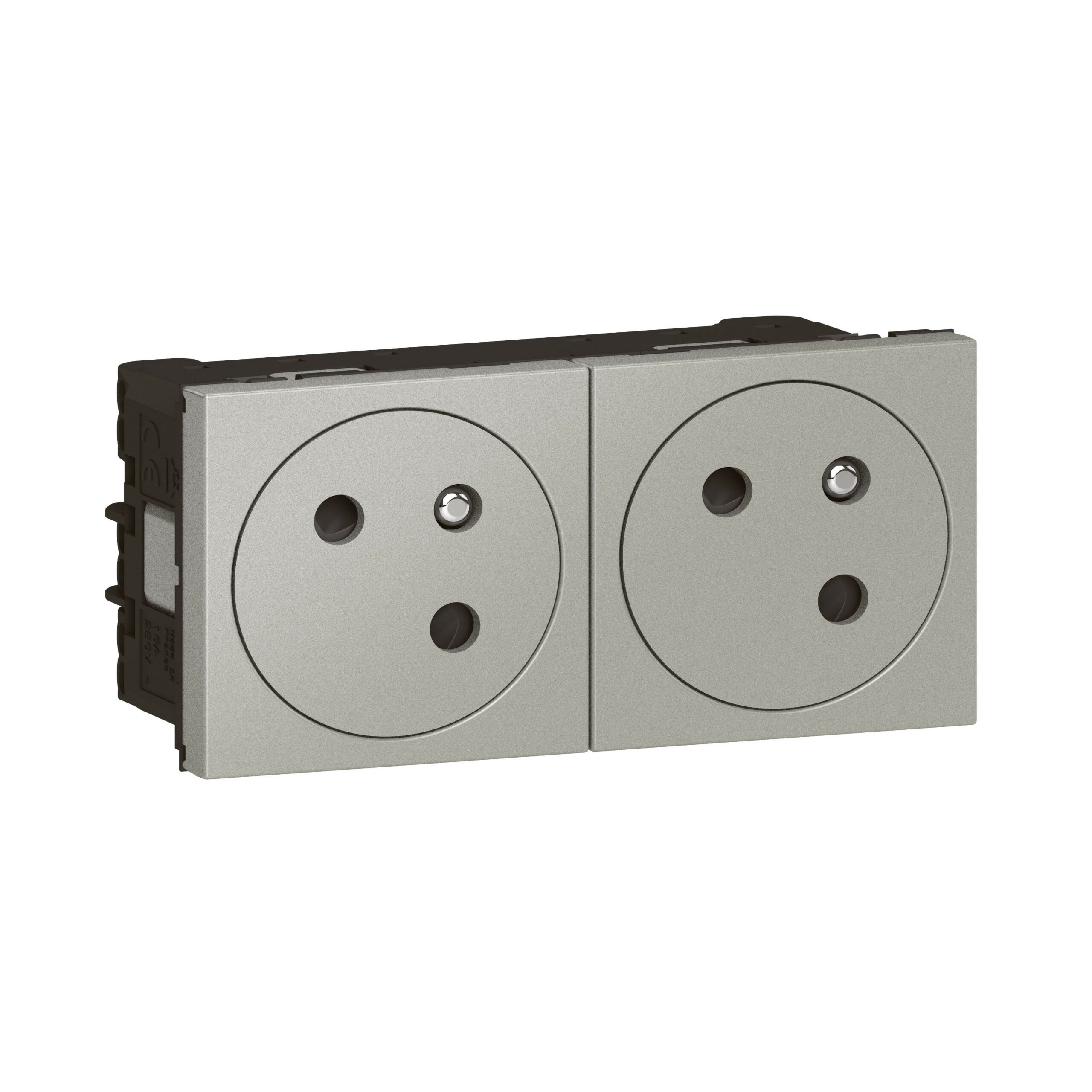 Double prise de courant 2P+T Surface Mosaic Link raccordement latéral 4 modules – al