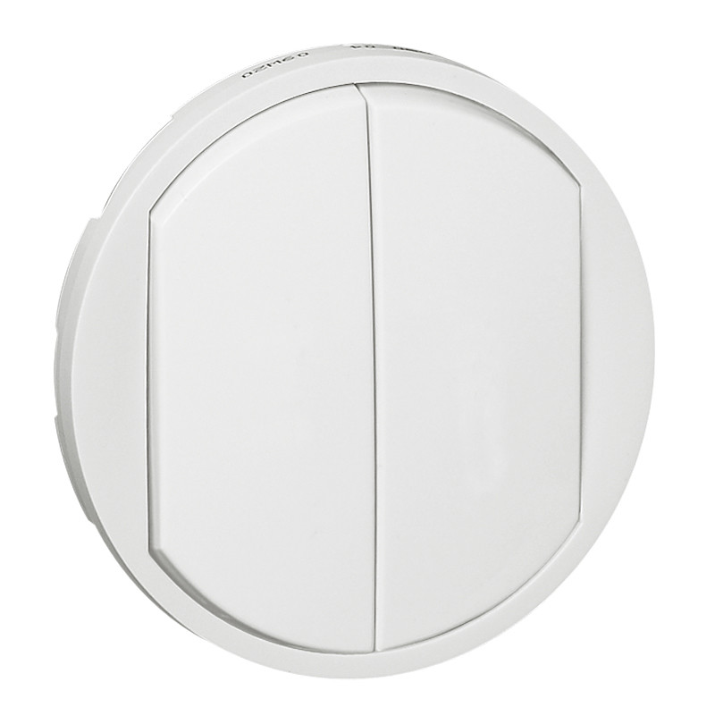 Enjoliveur large Céliane pour double interrupteur , va-et-vient ou poussoir – Blanc