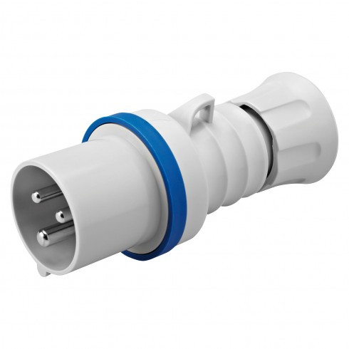 Fiche Mobile Droite HP – IP44/IP54 – 2P+T 16A 200-250V 50/60HZ – BLEU – 6H – CÂBLAGE À VIS
