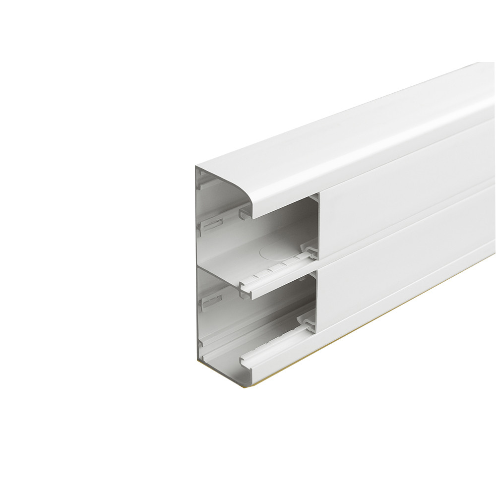 Goulotte 2 compartiments à clippage direct 50x130mm Mosaic de longueur 2m – blanc