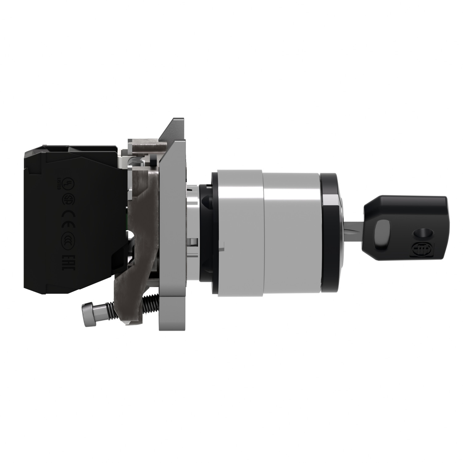 Harmony XB4 – bouton à clé 455 – Ø22 – 2 pos à rap. – retr G – 1F – vis étrier