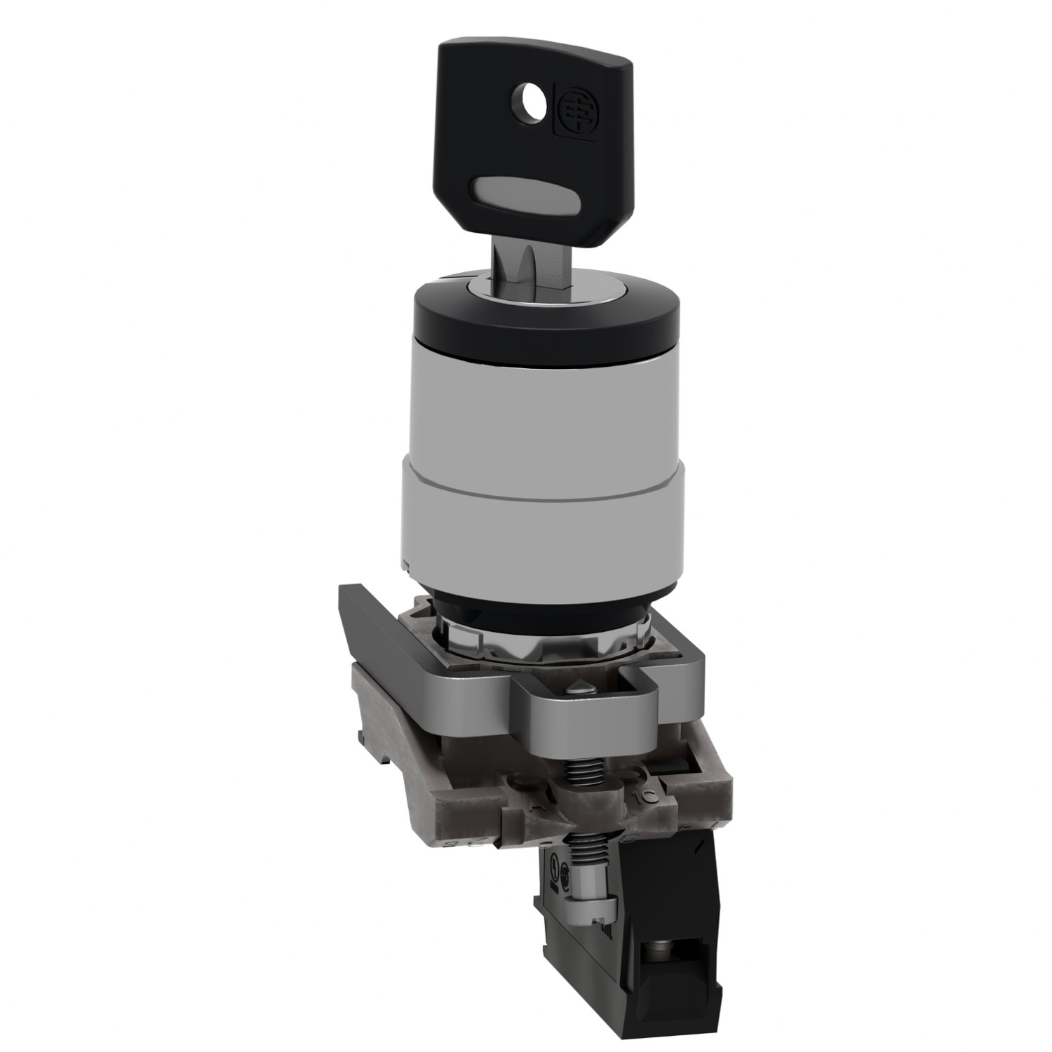 Harmony XB4 – bouton à clé 455 – Ø22 – 2 pos fix – retr G – 1F – vis étrier