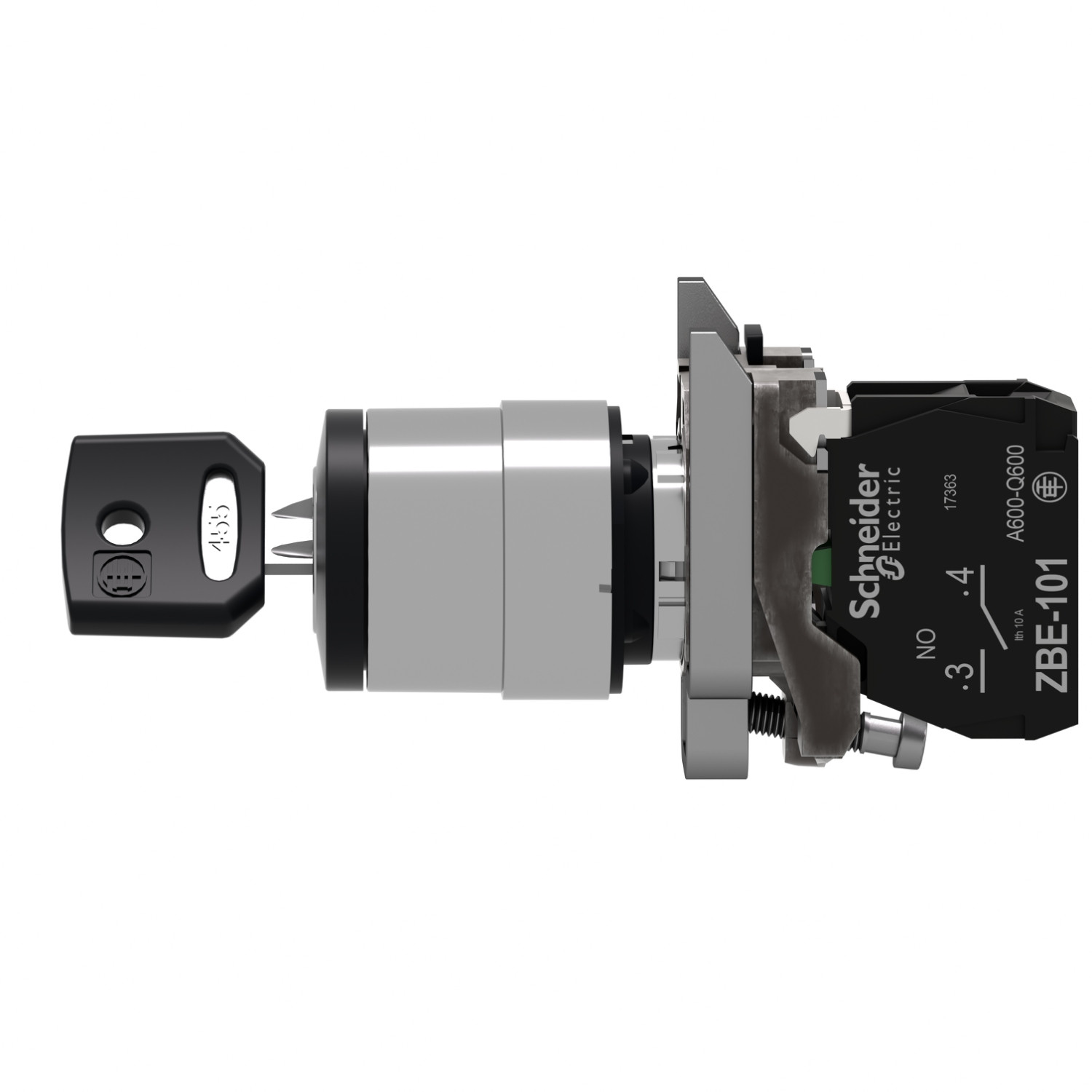 Harmony XB4 – bouton à clé 455 – Ø22 – 2 pos fix – retr GD – 1F – vis étrier