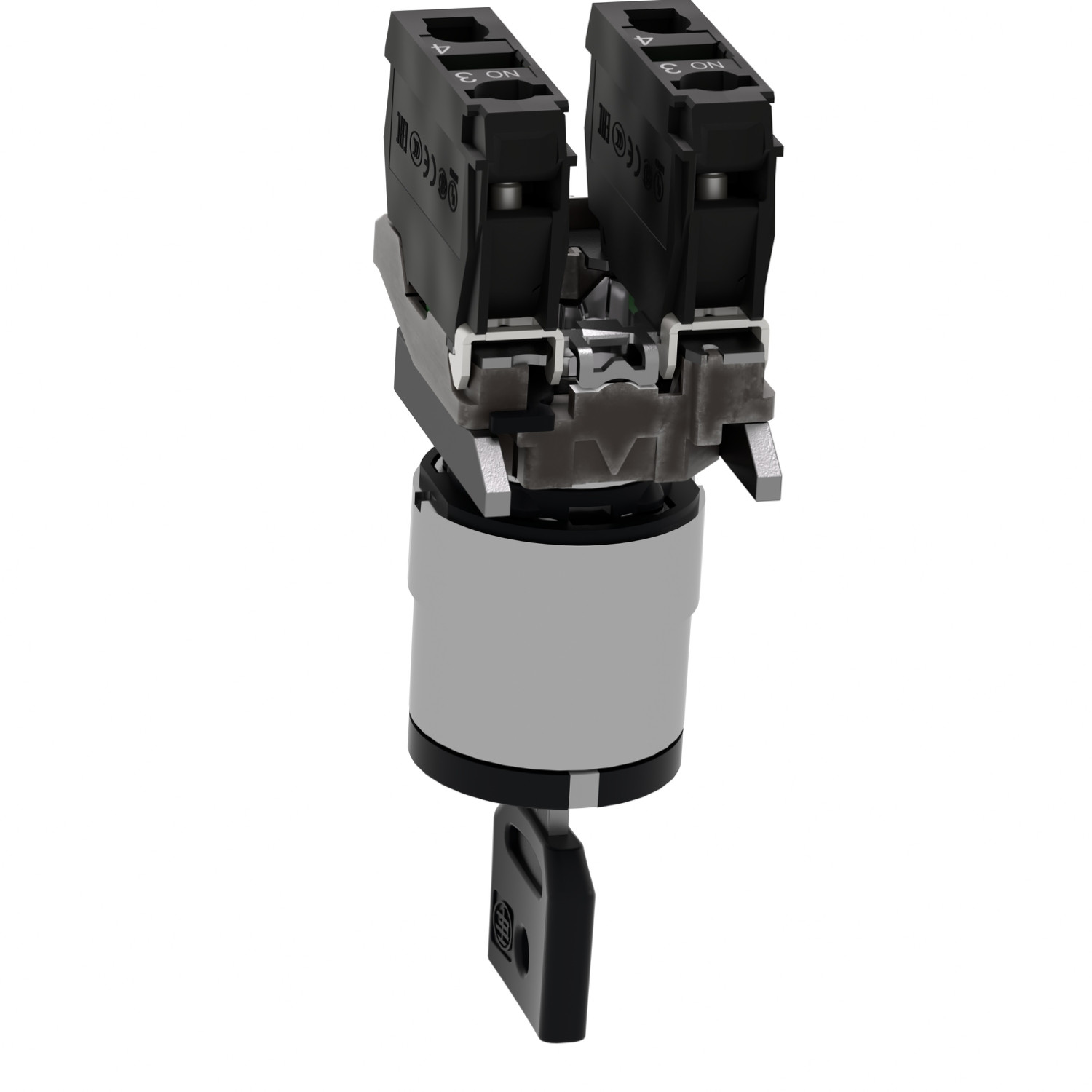 Harmony XB4 – bouton à clé 455 – Ø22 – 3 pos fix – retr C – 2F – vis étrier