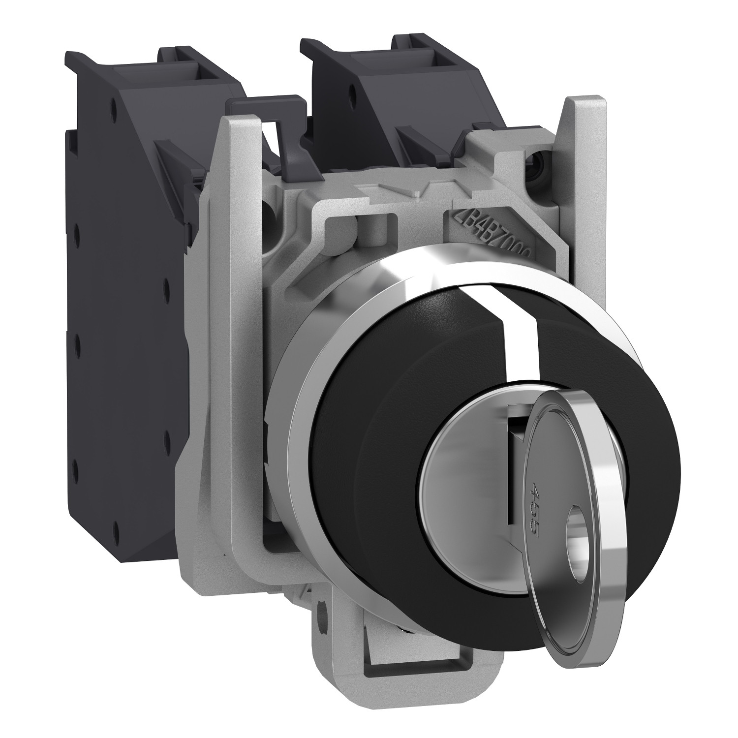 Harmony XB4 – bouton à clé 455 – Ø22 – 3 pos fix – retr C – 2F – vis étrier