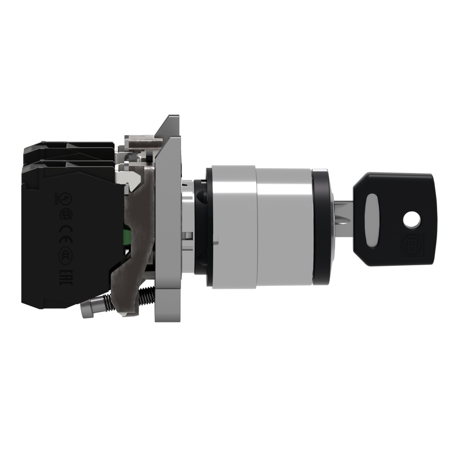 Harmony XB4 – bouton à clé 455 – Ø22 – 3 pos fix – retr GCD – 2F – vis