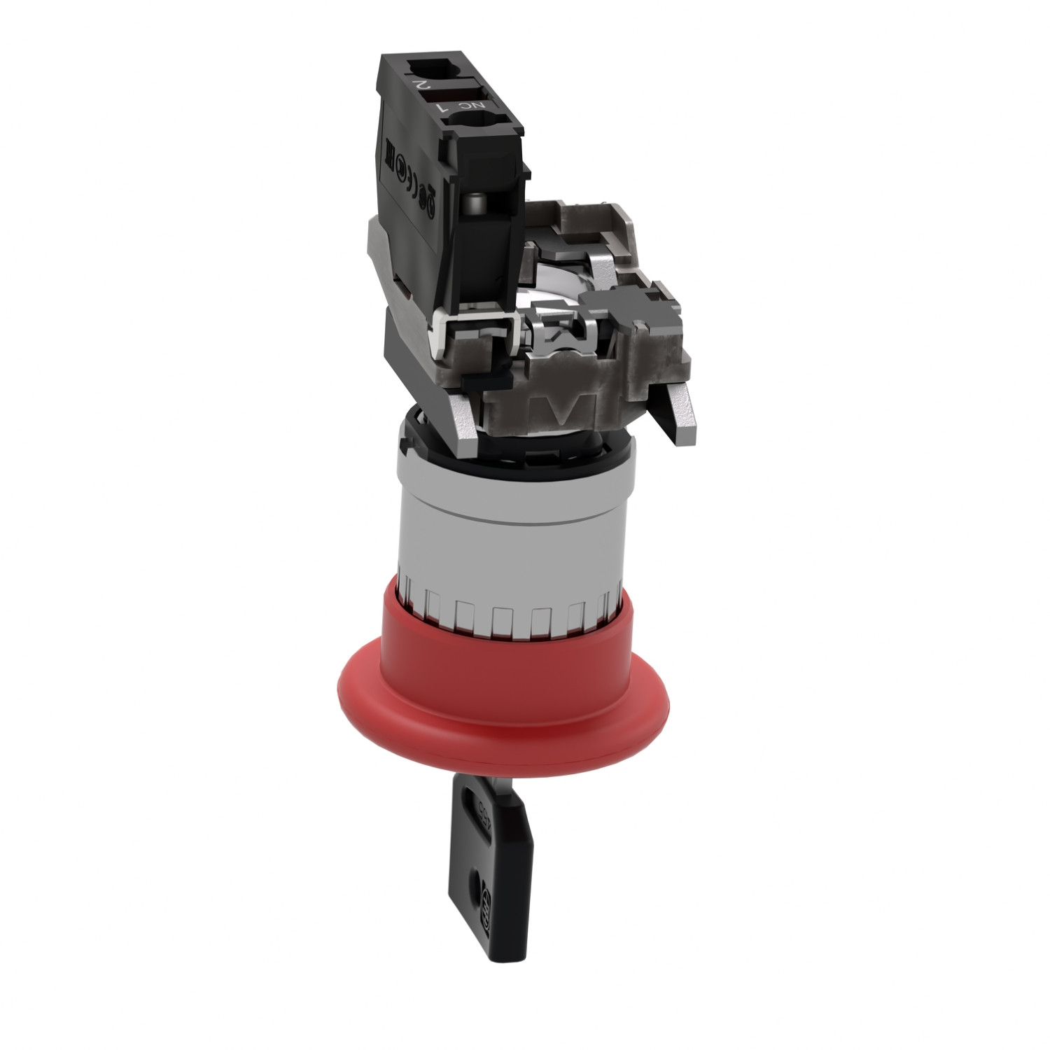 Harmony XB4 – bouton arrêt urgence – Ø40 – à clé 455 – rouge – 1O – vis