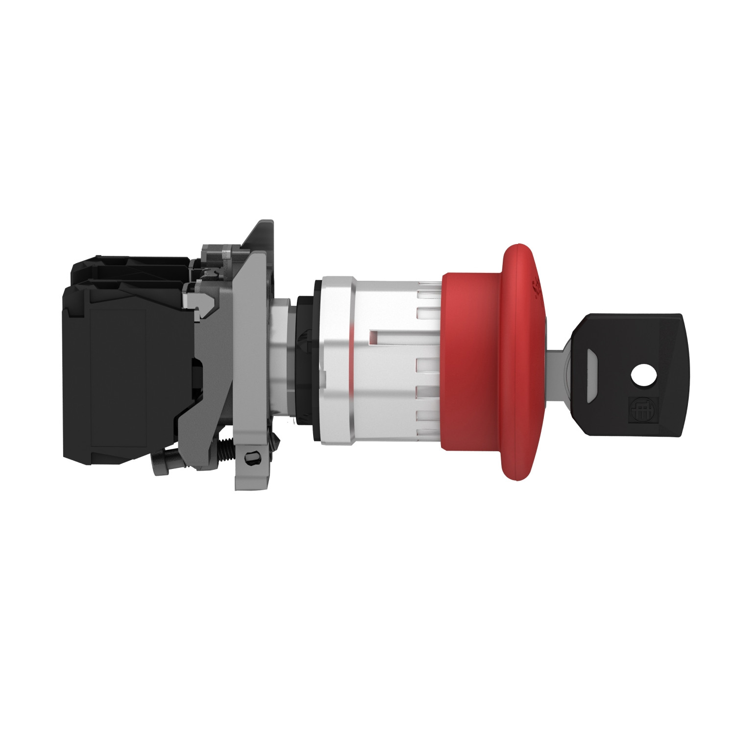 Harmony XB4 – bouton arrêt urgence – Ø40 – à clé 455 – rouge – 1O+1F – vis