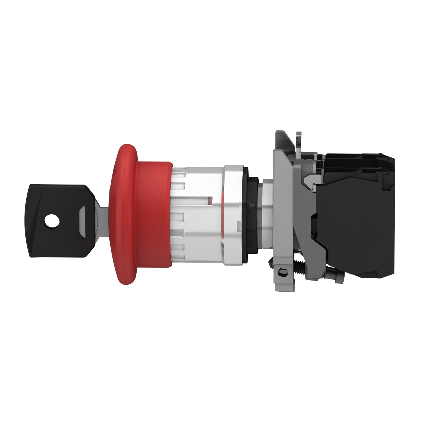 Harmony XB4 – bouton arrêt urgence – Ø40 – à clé 455 – rouge – 1O+1F – vis