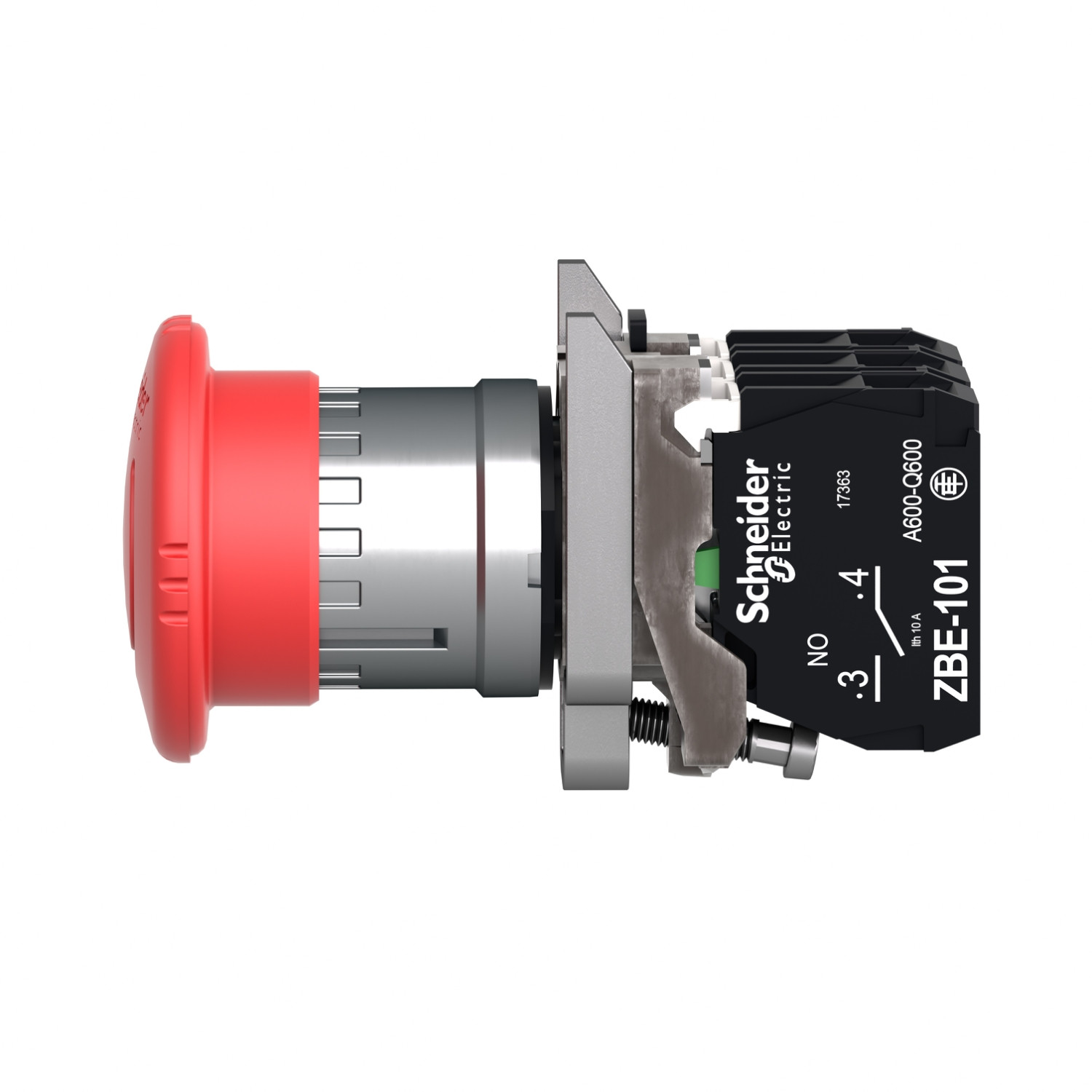 Harmony XB4 – bouton arrêt urgence – Ø40 – pousser tourn – rouge – 2O+1F – vis