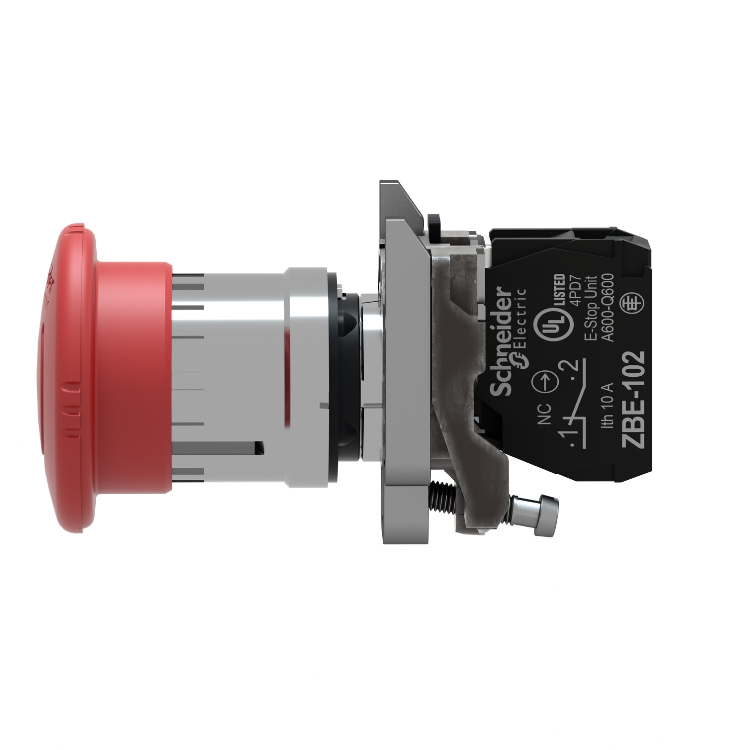 Harmony XB4 – bouton arrêt urgence – Ø40 – pousser tourner – rouge – 1O – vis