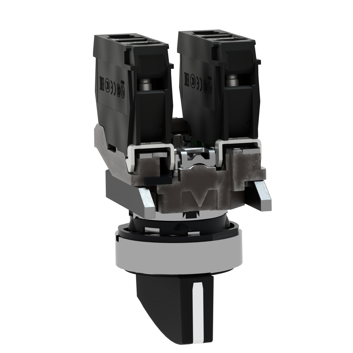 Harmony XB4 – bouton tournant à crosse – Ø22 – 3 pos fix – noir – 2F – vis étr