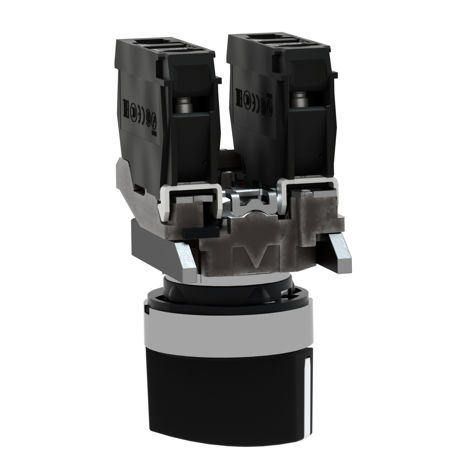Harmony XB4 – bouton tournant manette – Ø22 – 2 pos fix – noir – 1O+1F – vis étr