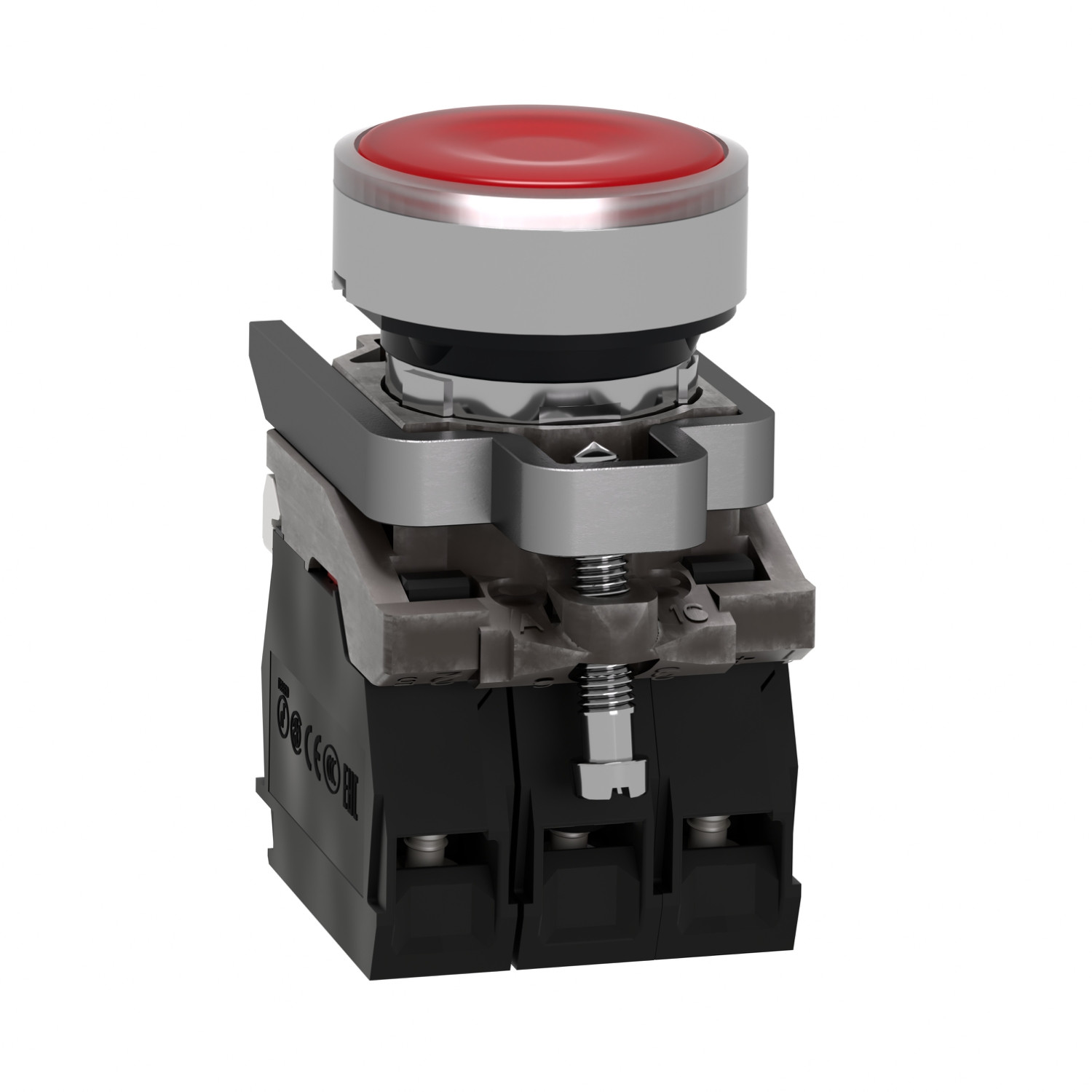 Harmony XB4 – poussoir lumineux LED – 1F+1O – rouge – Ø22 – 24VACDC