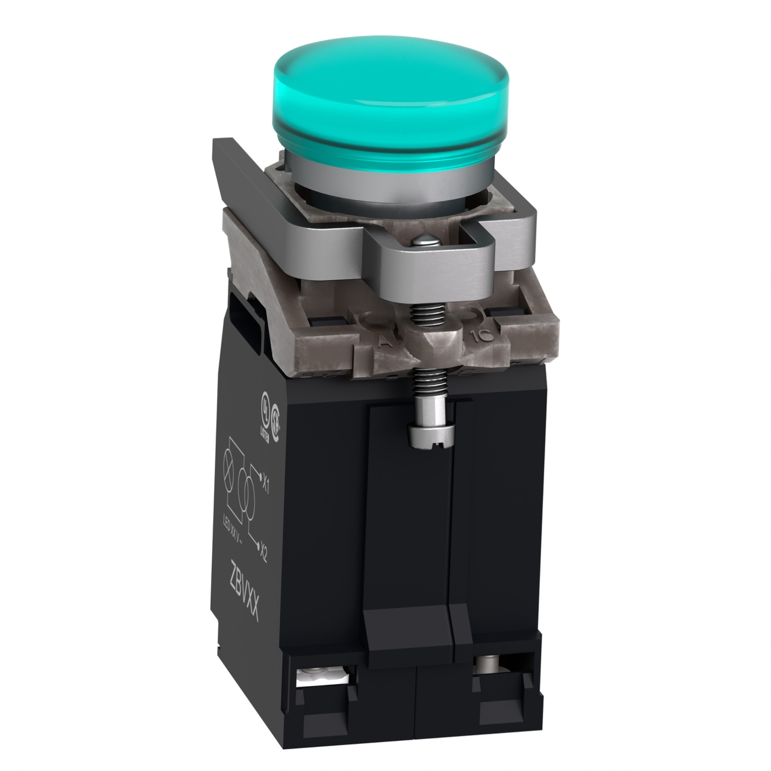 Harmony XB4 – voyant lumineux BA9s – Ø22 – vert – 120V – vis étrier
