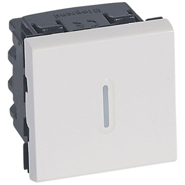 Interrupteur à 2 directions Mosaic – avec indicateur LED – 20 AX – 250 V~ – 2 modules – blanc