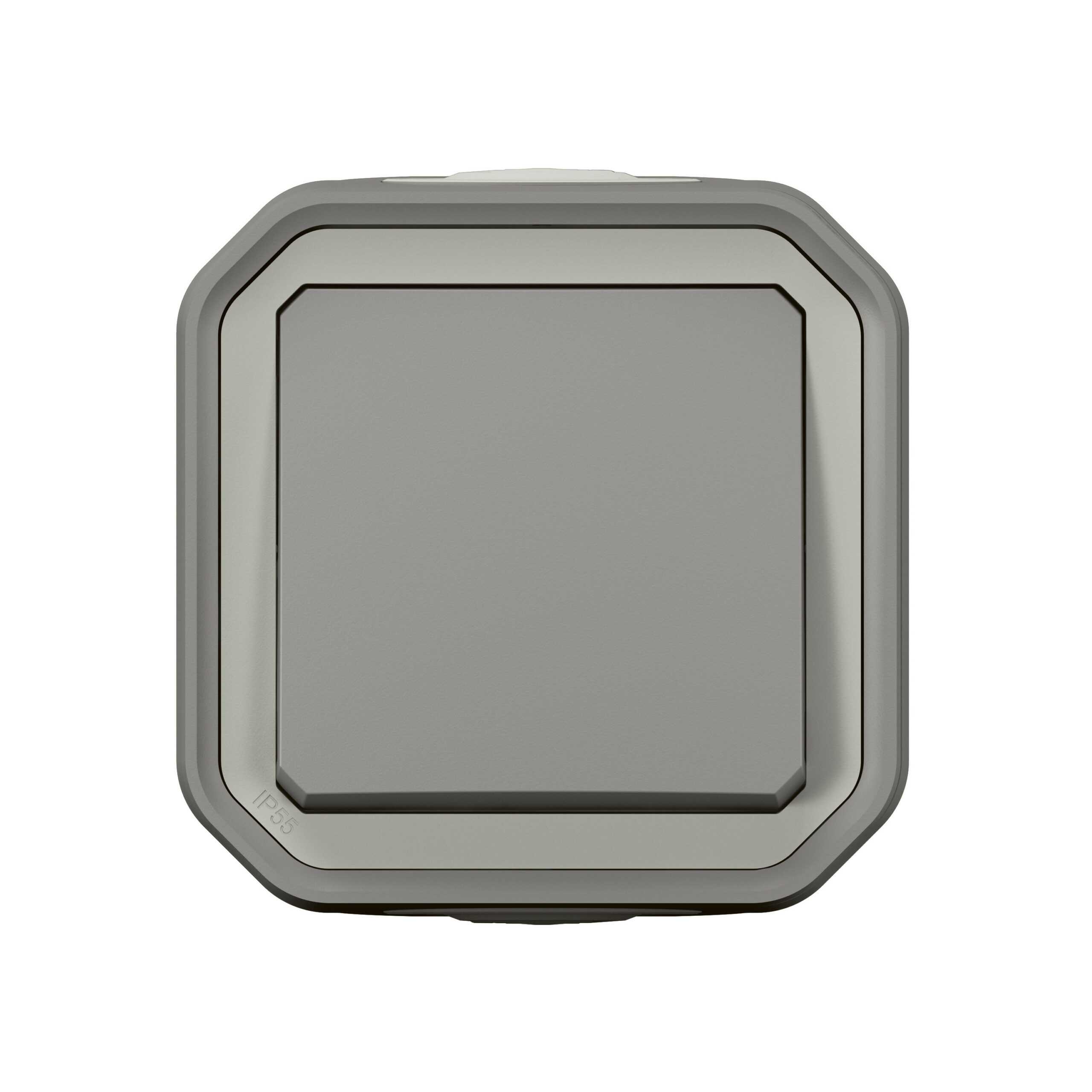 Interrupteur ou va-et-vient étanche Plexo 10AX 250V~ IP55 IK08 livré complet pour fixation saillie – gris