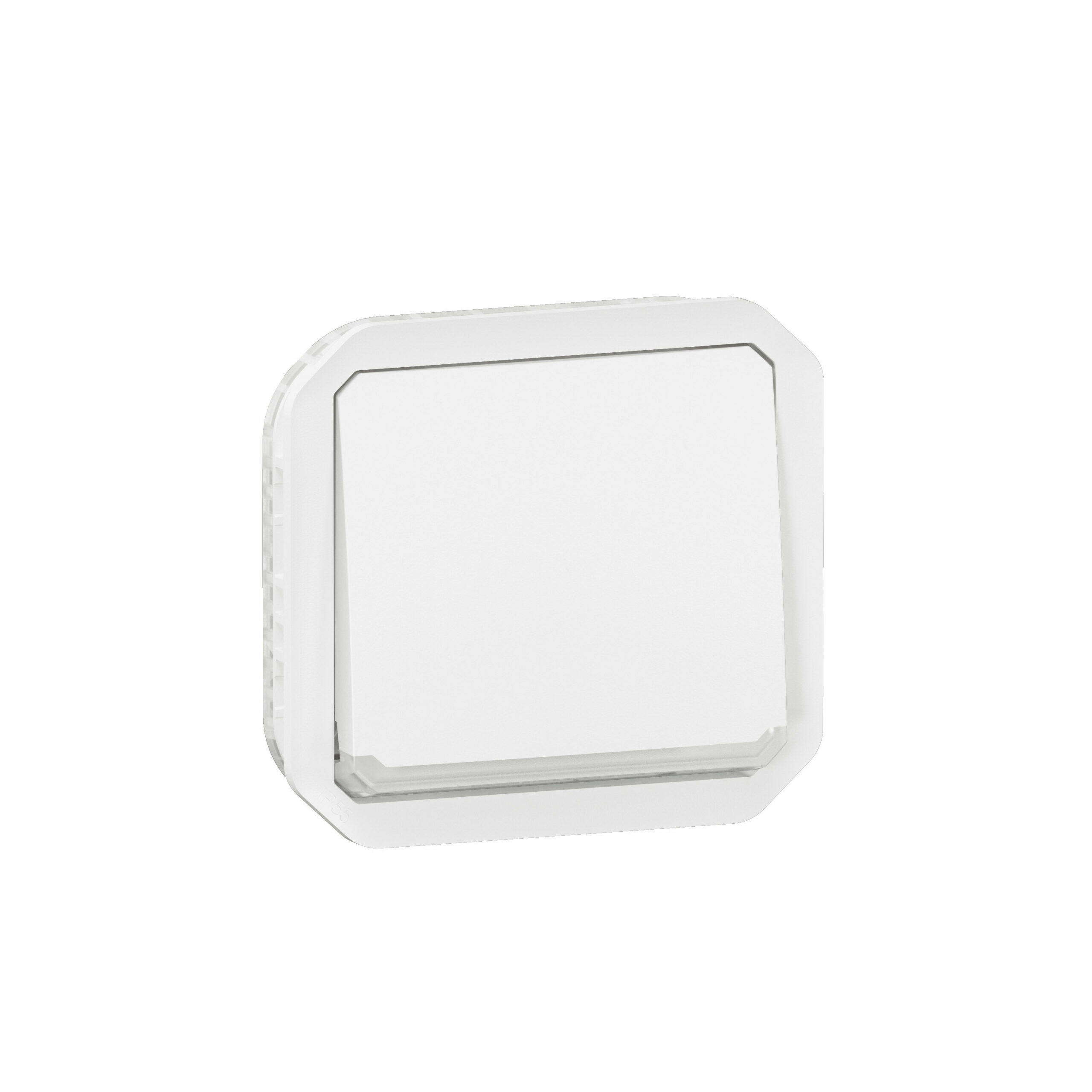 Interrupteur ou va-et-vient témoin avec voyant étanche Plexo 10AX 250V~ IP55 IK08 avec enjoliveur finition blanc