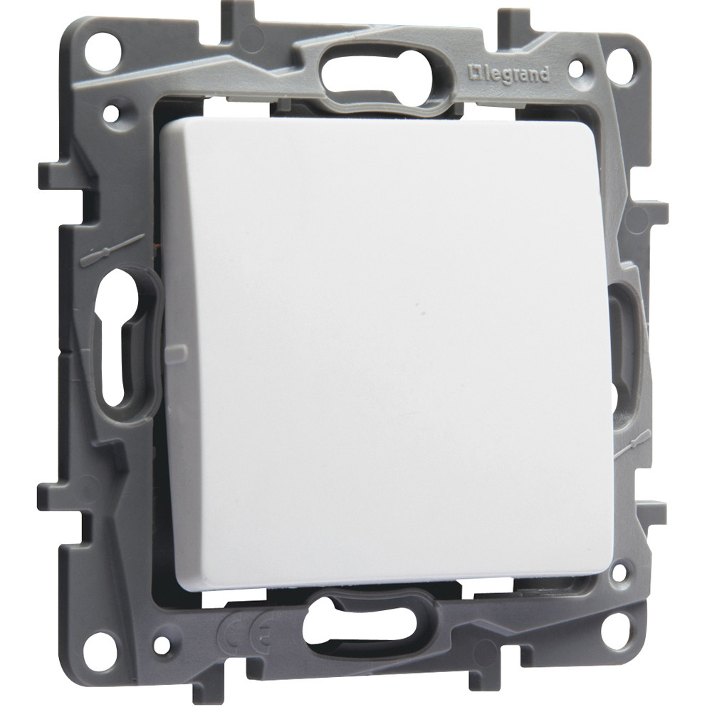 Interrupteur simple Niloé – 1 poste – 10 AX – 250 V~ – bornes automatiques – blanc – produit