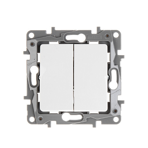 Interrupteur va-et-vient Niloé – 2 postes – 10 AX – 250 V~ – bornes automatiques – blanc