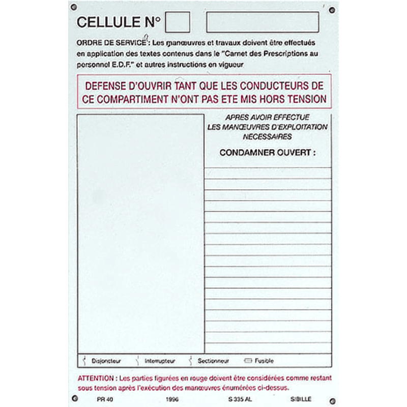 Pancarte à schéma modifiable PR40