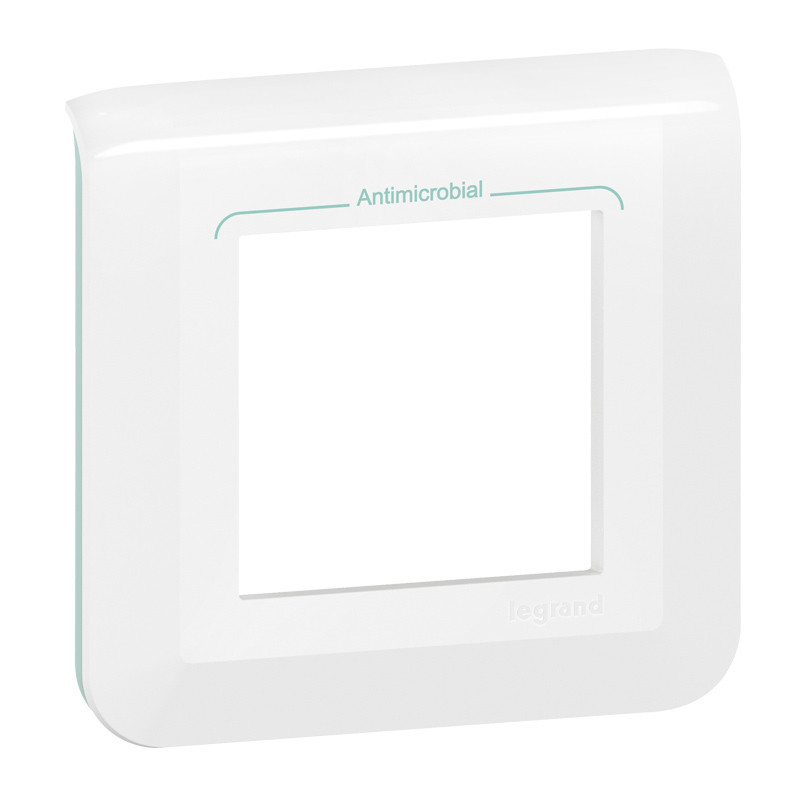 Plaque de finition Mosaic pour 2 modules blanc antimicrobien