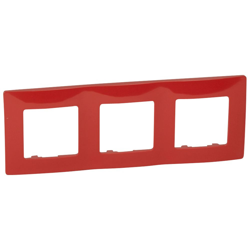 Plaque Niloé – 3 postes – rouge – thermoplastique brillant – fixation a clipser – IK04