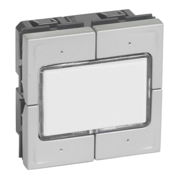 Poussoir electronique 4 postions Mosaic 24V avec LED et porte-étiquette 2 modules – alu