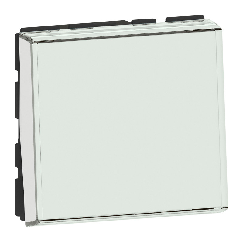 Poussoir ou poussoir inverseur avec porte-étiquette Mosaic Easy-Led 6A 250V~ 2 modules – blanc antimicrobien