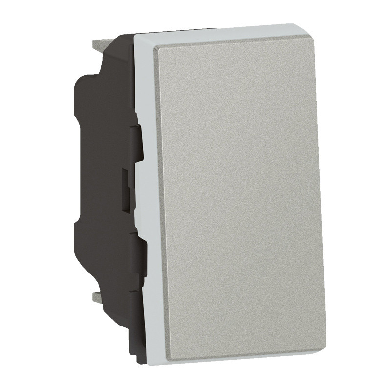 Poussoir ou poussoir inverseur Mosaic Easy-Led 6A 250V~ 1 module – alu