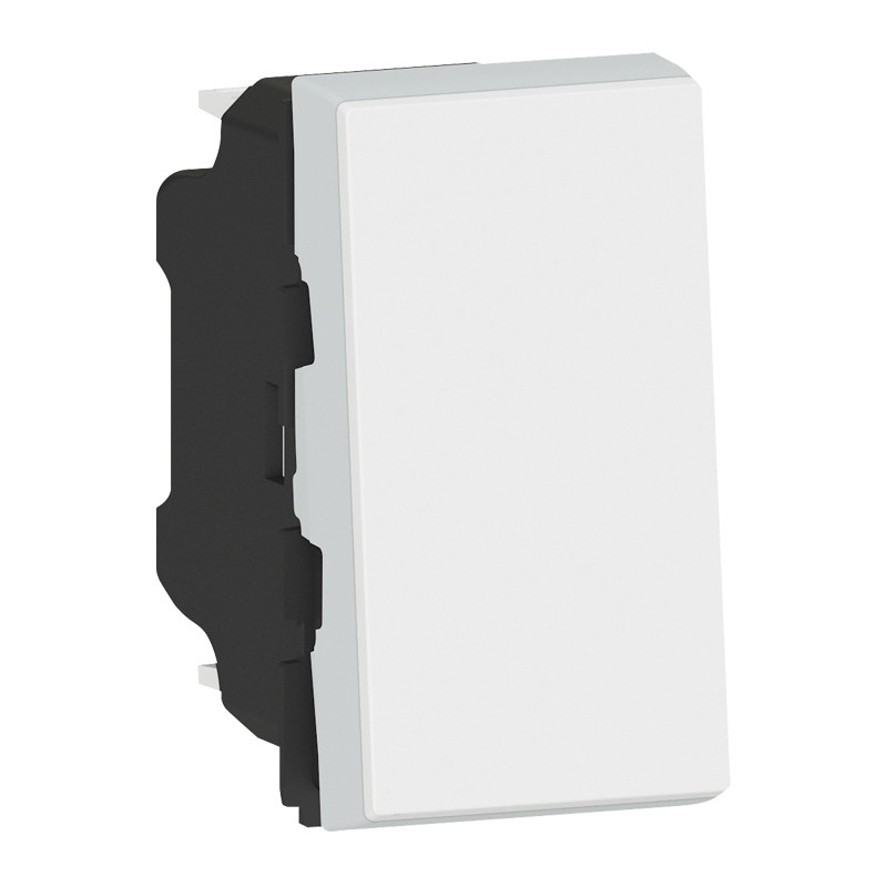 Poussoir ou poussoir inverseur Mosaic Easy-Led 6A 250V~ 1 module – blanc antimicrobien