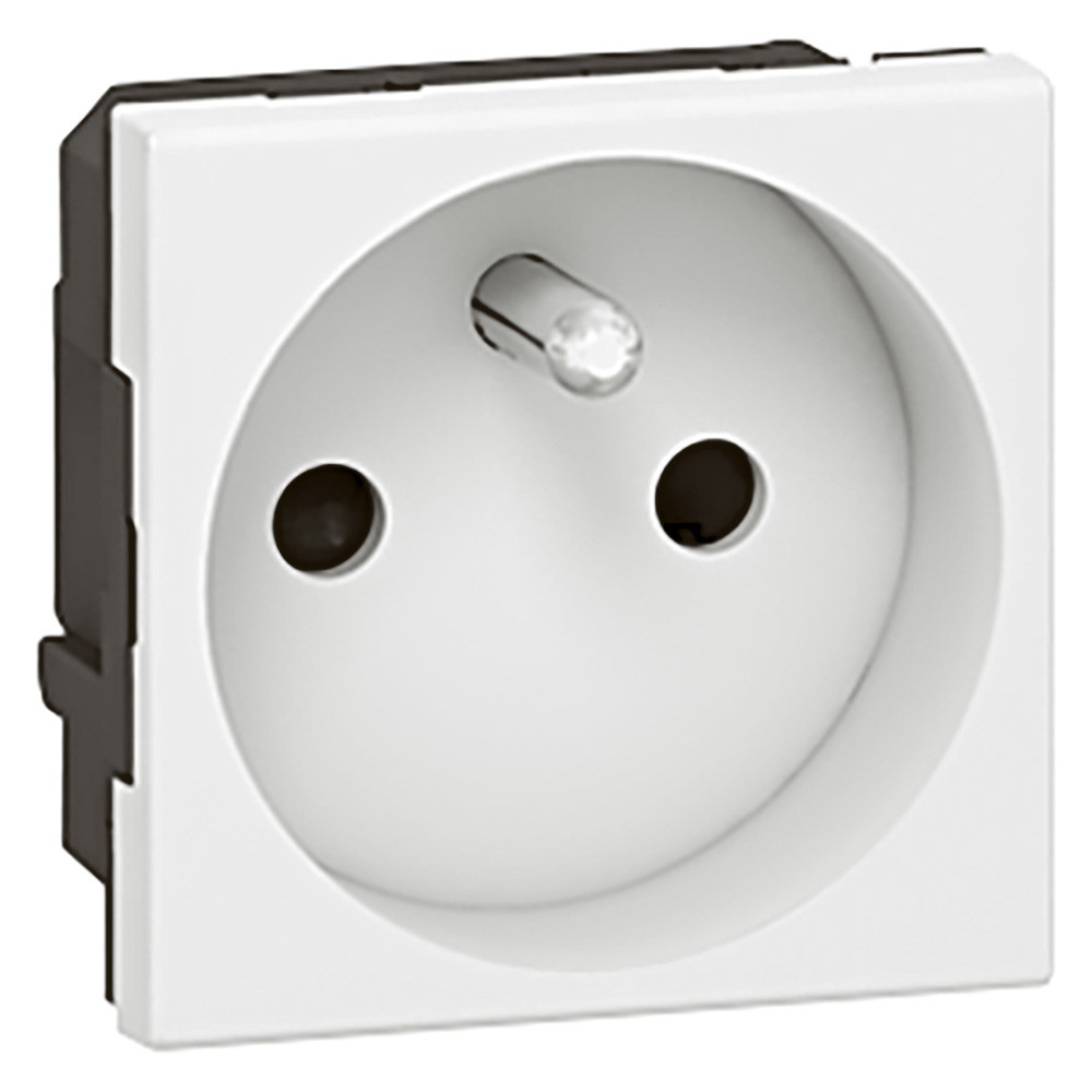 Prise de courant 2P+T spécial repiquage et 4mm² Mosaic 2 modules avec connexion par bornes à vis – blanc
