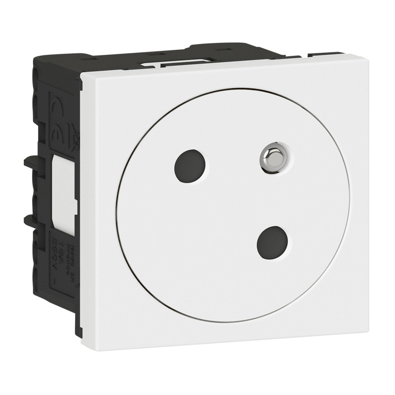 Prise de courant 2P+T Surface Mosaic Link raccordement latéral 2 modules – blanc antimicrobien