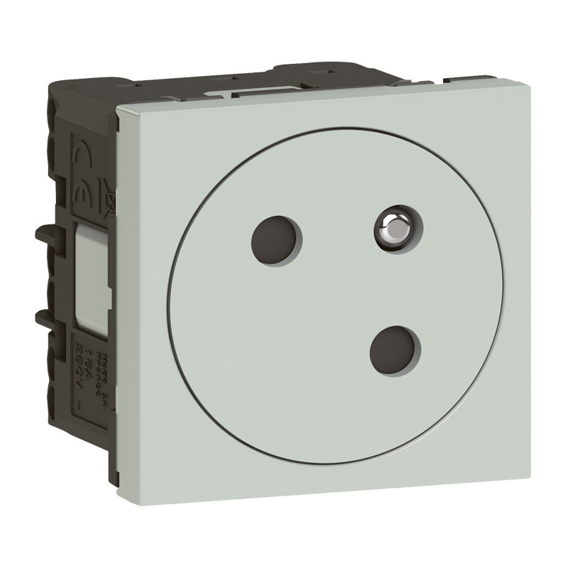 Prise de courant 2P+T Surface Mosaic Link raccordement latéral 2 modules – gris