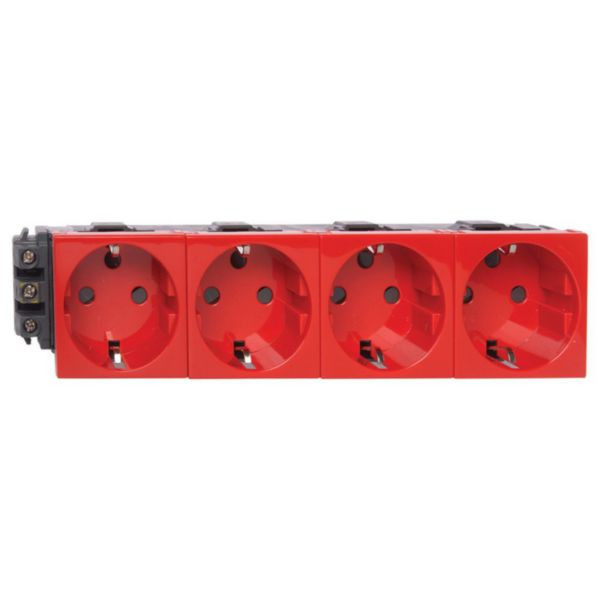 Prise de courant avec terre Mosaic DLP Schuko 4X2P+T A bornes à vis détrompée rouge