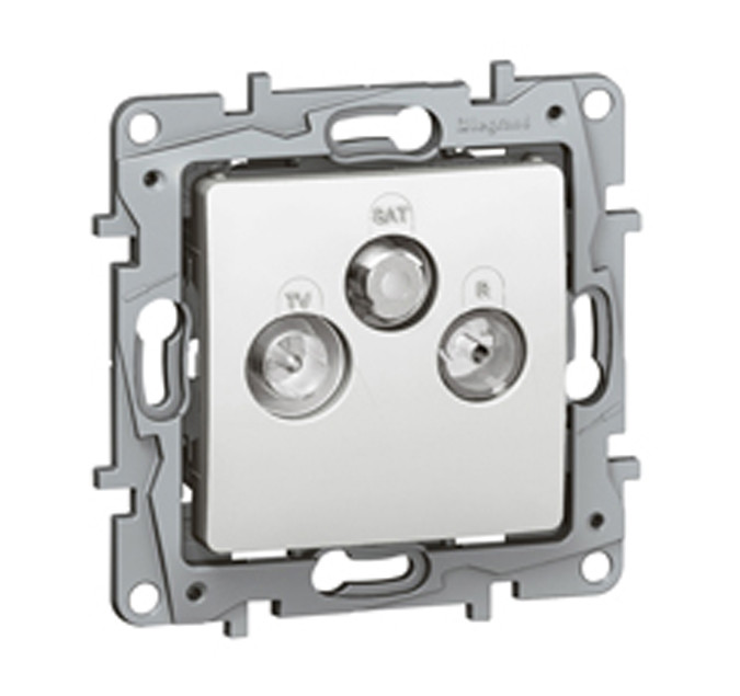 Prise de passage TV-R-SAT Niloé – Attenuation -14 dB – Blanc – IP21 – IK04 – Thermoplastique