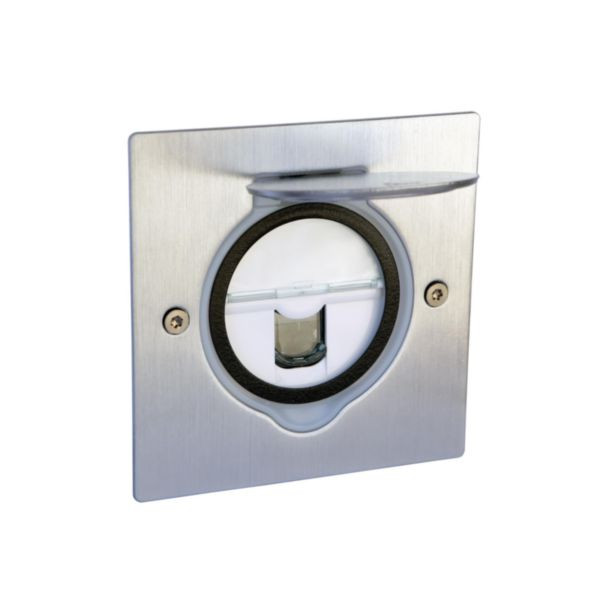 Prise de sol et plan de travail simple RJ45 catégorie 6 FTP avec platine carrée – inox brossé