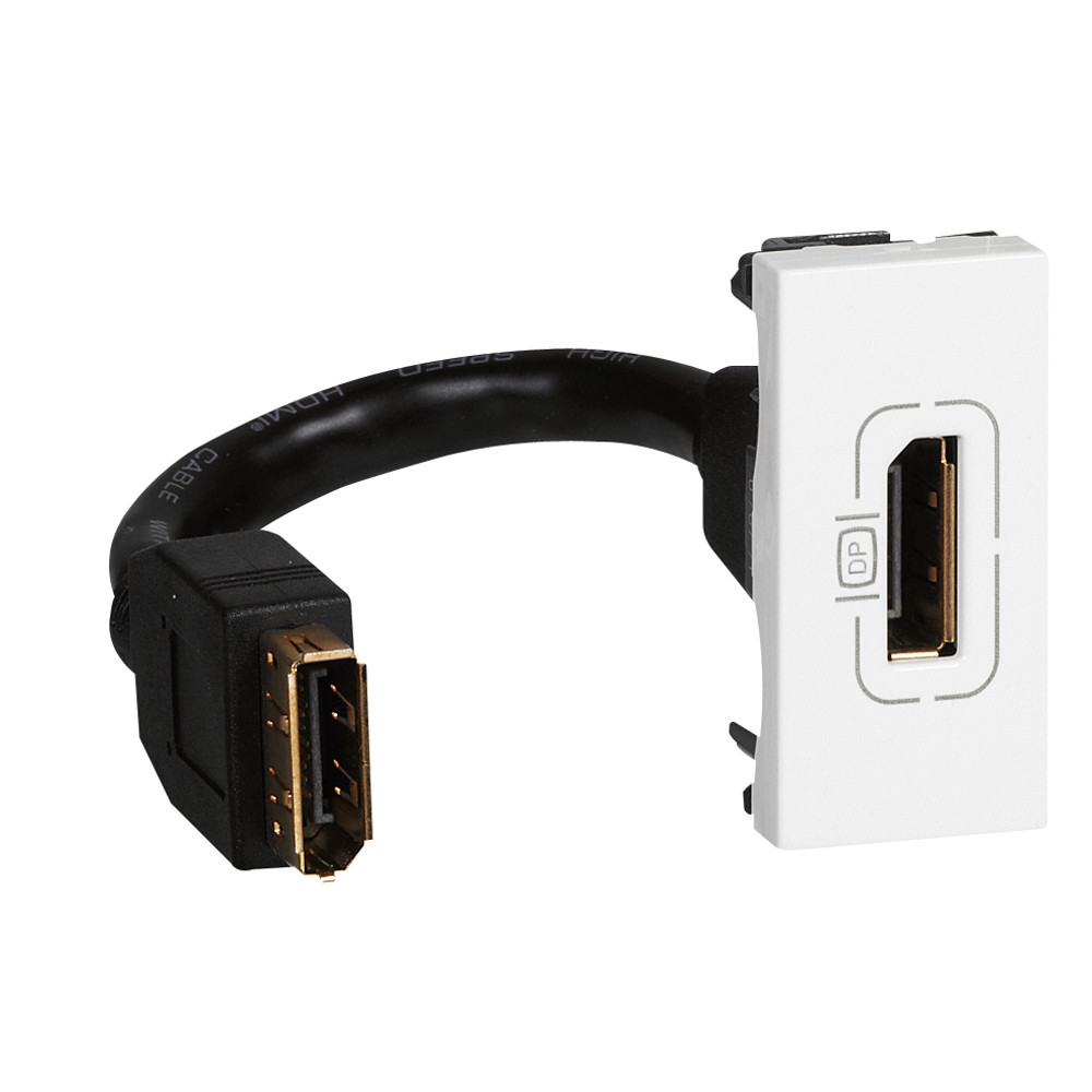 Prise Display port préconnectorisée Mosaic 1 module – blanc