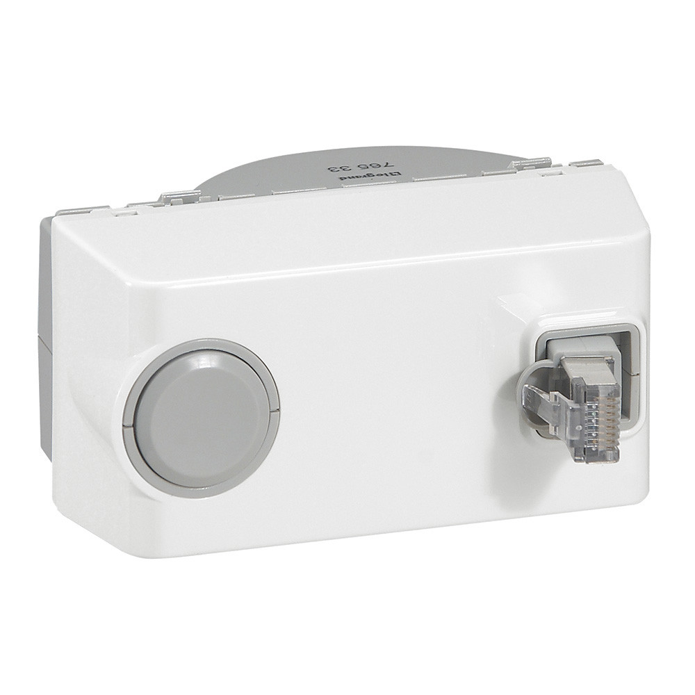 Prise RJ45 catégorie 6 FTP avec enrouleur Mosaic 4 modules – blanc