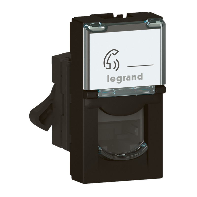Prise RJ45 catégorie 6 FTP Mosaic 1 module – noir mat