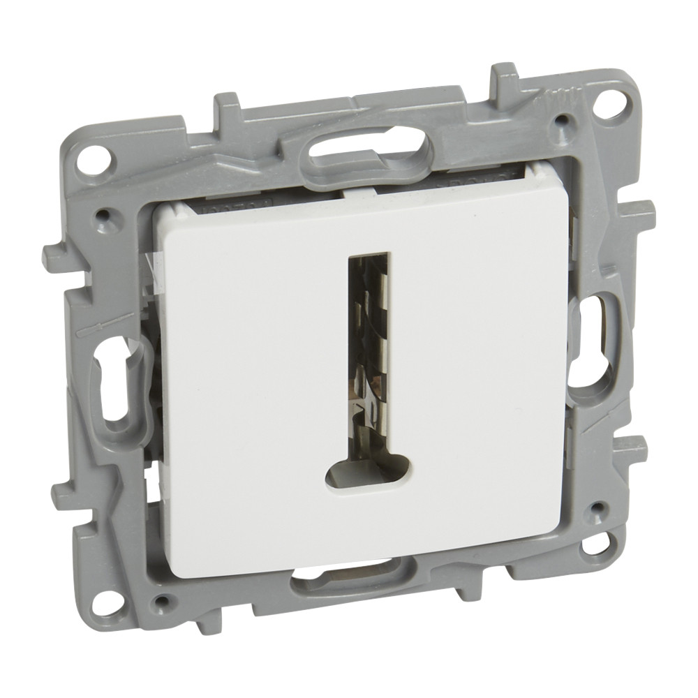 Prise telephone T Niloé – blanc – Catégorie 3 – IP20 – fixation a visser