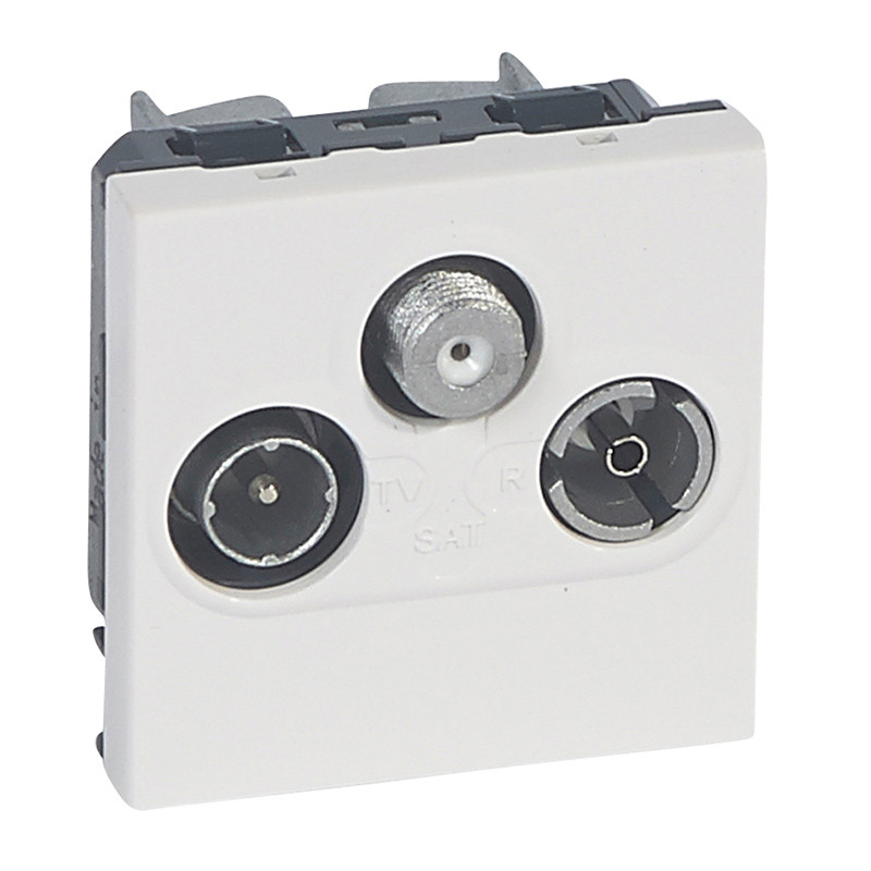 Prise TV-R-SAT Mosaic FM et DAB+ 2 modules – alu